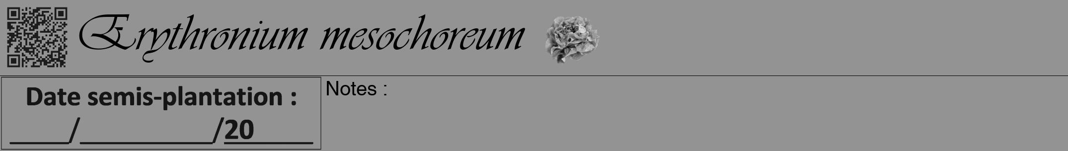 Étiquette de : Erythronium mesochoreum - format a - style noire44viv avec qrcode et comestibilité simplifiée