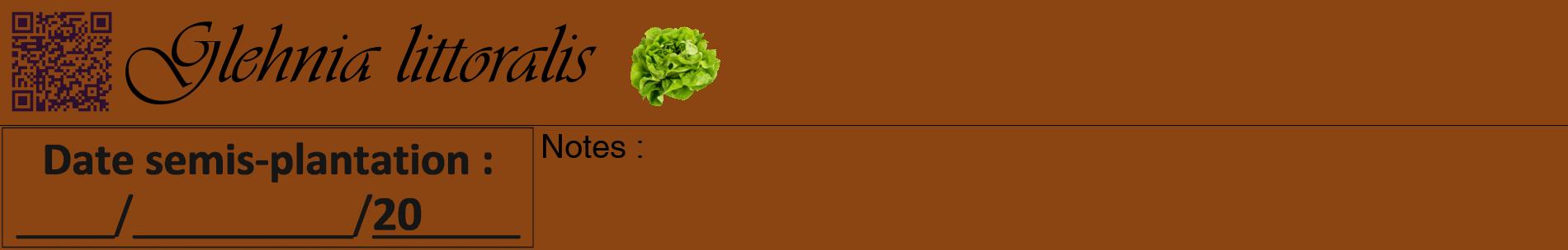 Étiquette de : Glehnia littoralis - format a - style noire30basiqueviv avec qrcode et comestibilité simplifiée