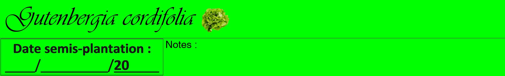 Étiquette de : Gutenbergia cordifolia - format a - style noire16viv avec comestibilité simplifiée