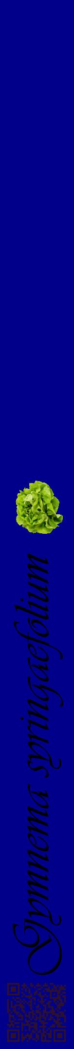 Étiquette de : Gymnema syringaefolium - format a - style noire7viv avec qrcode et comestibilité simplifiée
