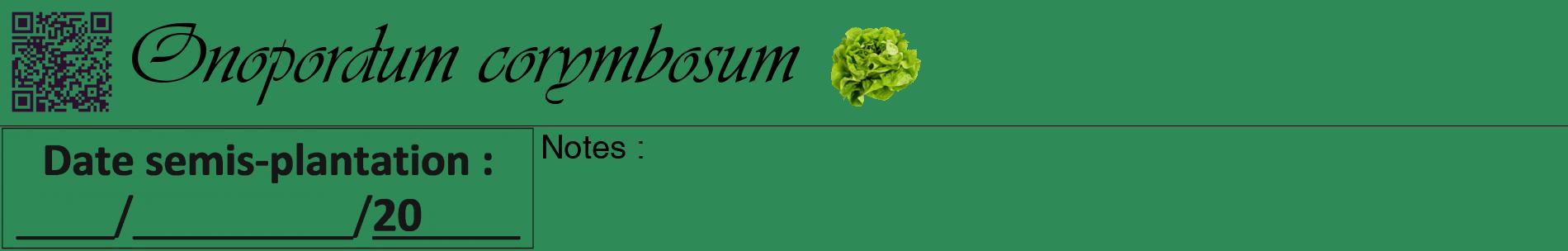 Étiquette de : Onopordum corymbosum - format a - style noire11basiqueviv avec qrcode et comestibilité simplifiée