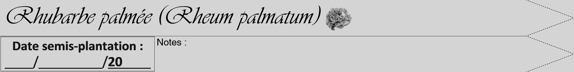 Étiquette de : Rheum palmatum - format b - style noire40viv avec comestibilité simplifiée
