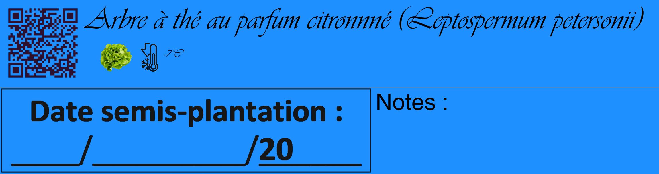 Étiquette de : Leptospermum petersonii - format c - style noire3_basique_basiqueviv avec qrcode et comestibilité simplifiée