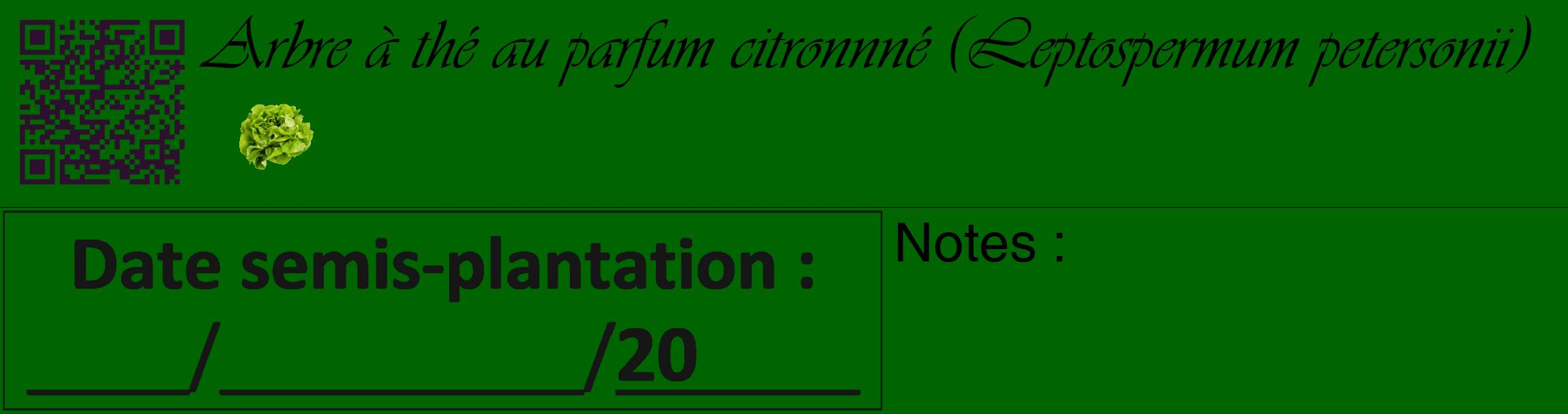 Étiquette de : Leptospermum petersonii - format c - style noire8_basique_basiqueviv avec qrcode et comestibilité simplifiée