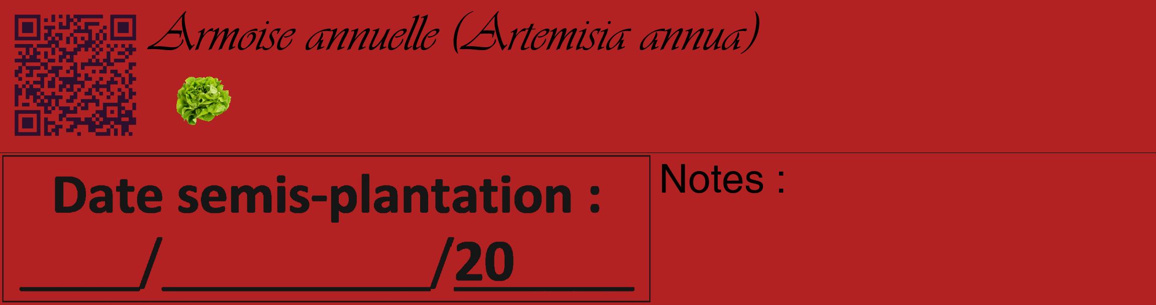 Étiquette de : Artemisia annua - format c - style noire28_basique_basiqueviv avec qrcode et comestibilité simplifiée