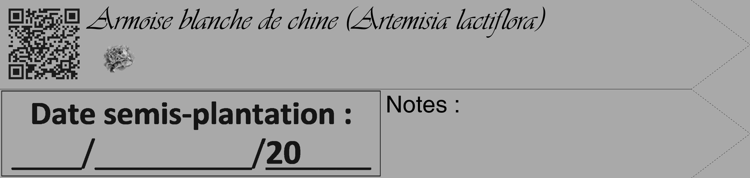 Étiquette de : Artemisia lactiflora - format c - style noire13_simple_simpleviv avec qrcode et comestibilité simplifiée