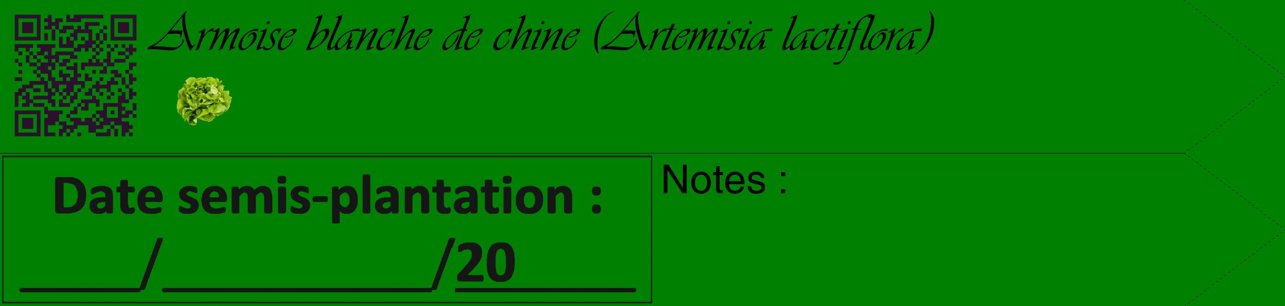 Étiquette de : Artemisia lactiflora - format c - style noire9_simple_simpleviv avec qrcode et comestibilité simplifiée