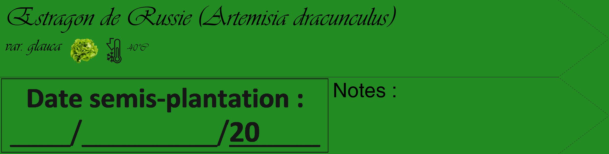 Étiquette de : Artemisia dracunculus var. glauca - format c - style noire10_simple_simpleviv avec comestibilité simplifiée
