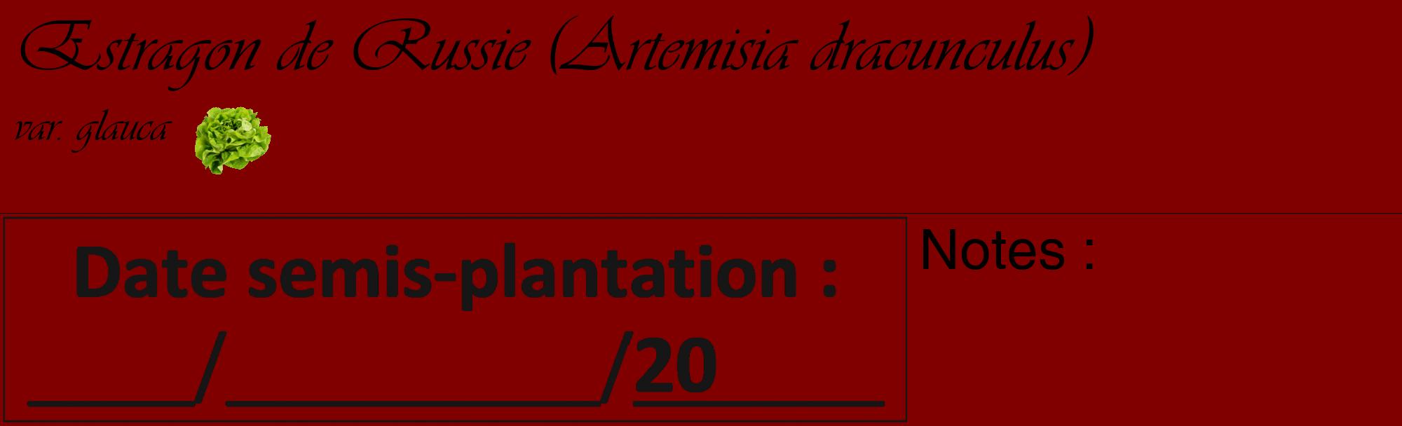 Étiquette de : Artemisia dracunculus var. glauca - format c - style noire29_basique_basiqueviv avec comestibilité simplifiée