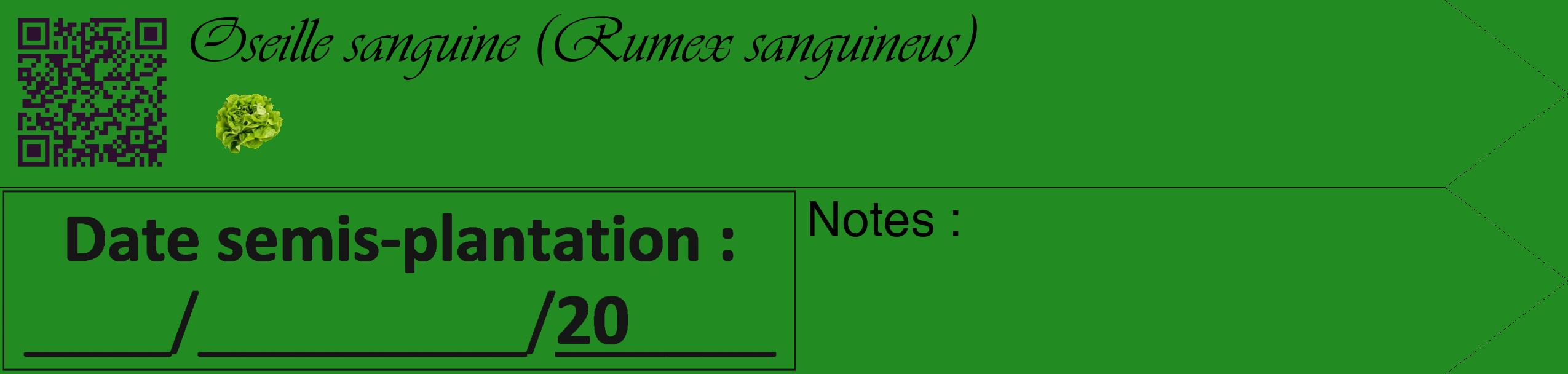 Étiquette de : Rumex sanguineus - format c - style noire10_simple_simpleviv avec qrcode et comestibilité simplifiée
