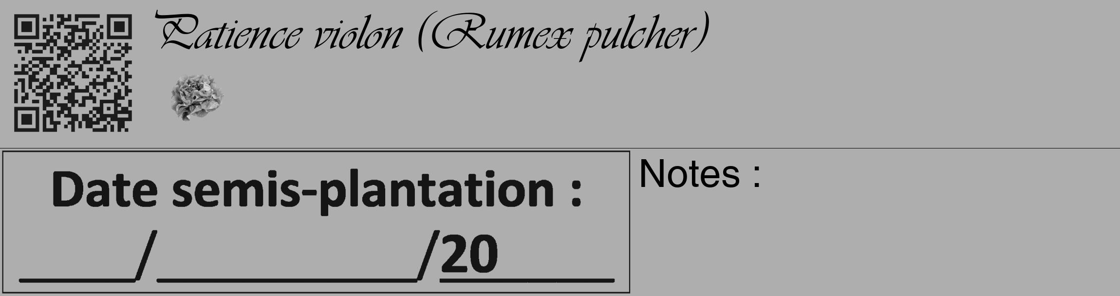 Étiquette de : Rumex pulcher - format c - style noire53_basique_basiqueviv avec qrcode et comestibilité simplifiée