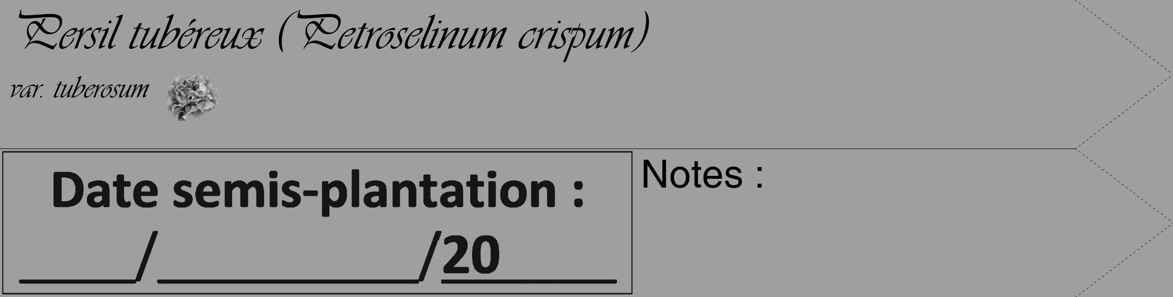 Étiquette de : Petroselinum crispum var. tuberosum - format c - style noire24_simple_simpleviv avec comestibilité simplifiée