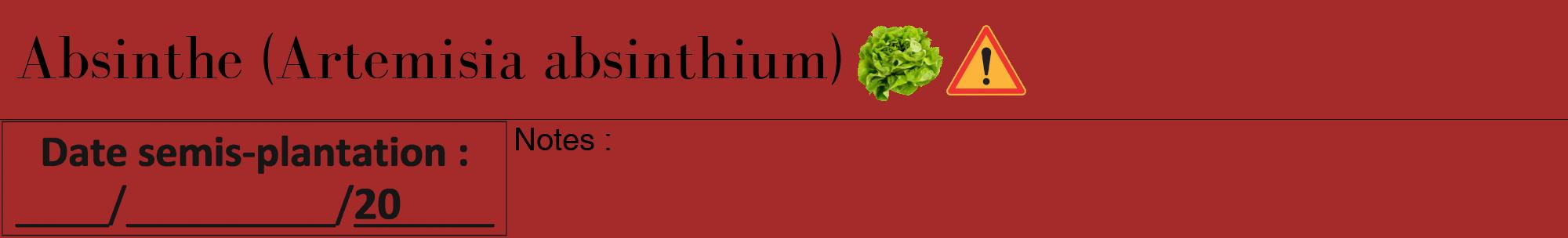 Étiquette de : Artemisia absinthium - format a - style noire33bod avec comestibilité simplifiée