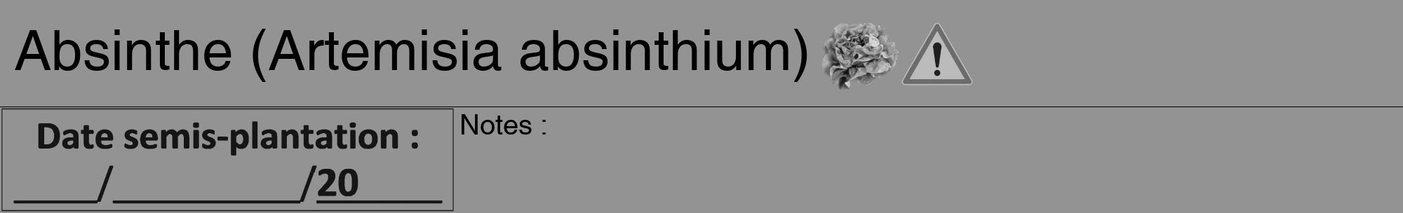Étiquette de : Artemisia absinthium - format a - style noire44hel avec comestibilité simplifiée