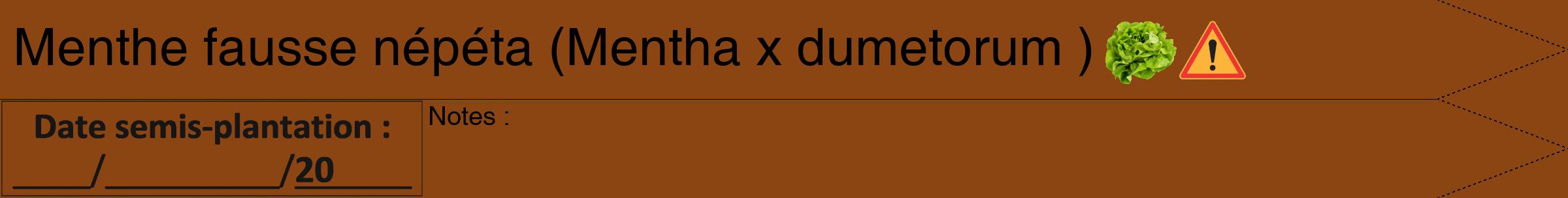 Étiquette de : Mentha x dumetorum  - format b - style noire30hel avec comestibilité simplifiée