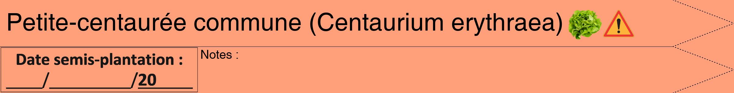 Étiquette de : Centaurium erythraea - format b - style noire39hel avec comestibilité simplifiée