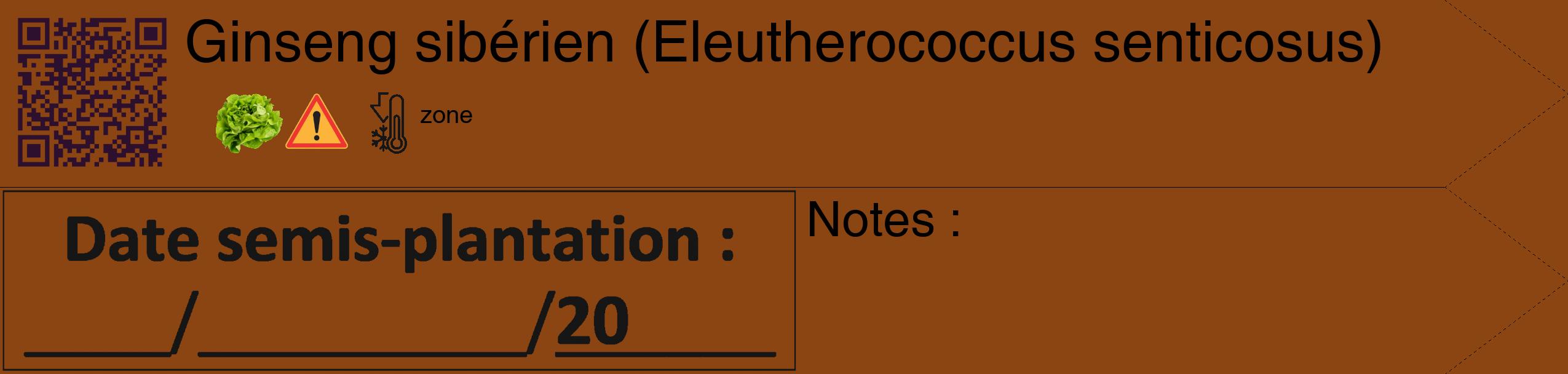 Étiquette de : Eleutherococcus senticosus - format c - style noire30_simple_simplehel avec qrcode et comestibilité simplifiée