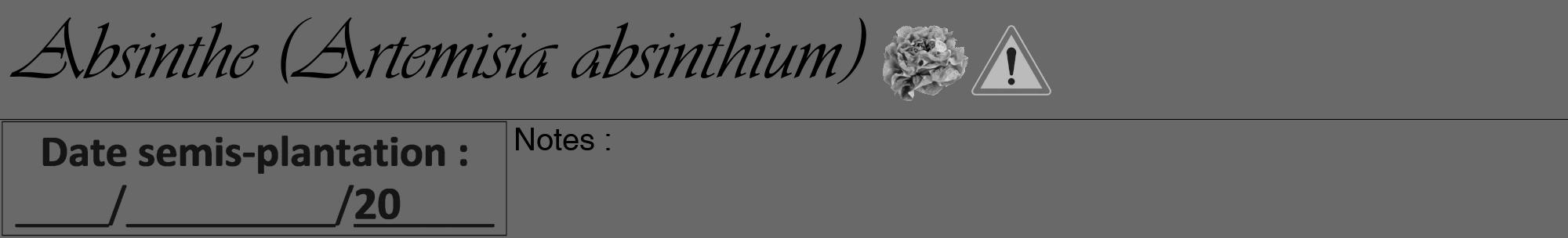 Étiquette de : Artemisia absinthium - format a - style noire11viv avec comestibilité simplifiée