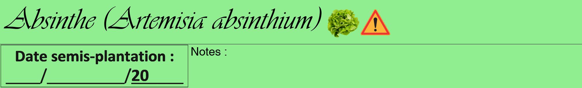 Étiquette de : Artemisia absinthium - format a - style noire15viv avec comestibilité simplifiée