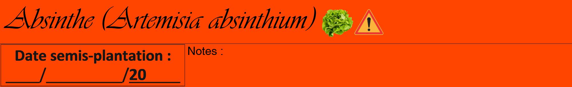 Étiquette de : Artemisia absinthium - format a - style noire26viv avec comestibilité simplifiée