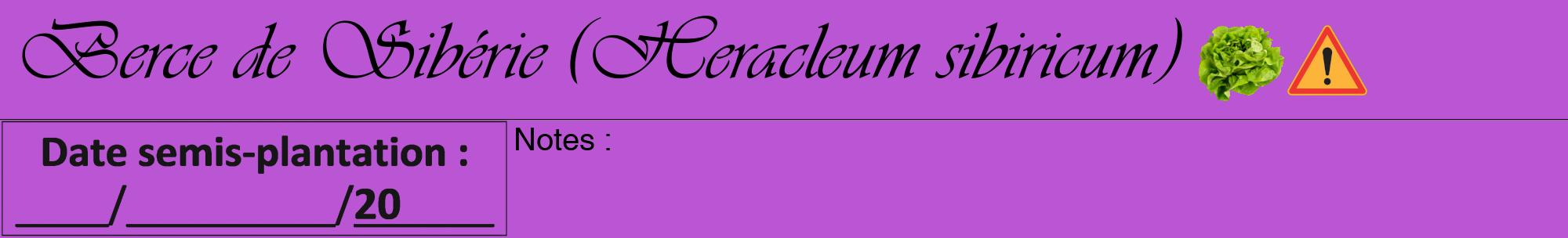 Étiquette de : Heracleum sibiricum - format a - style noire50viv avec comestibilité simplifiée