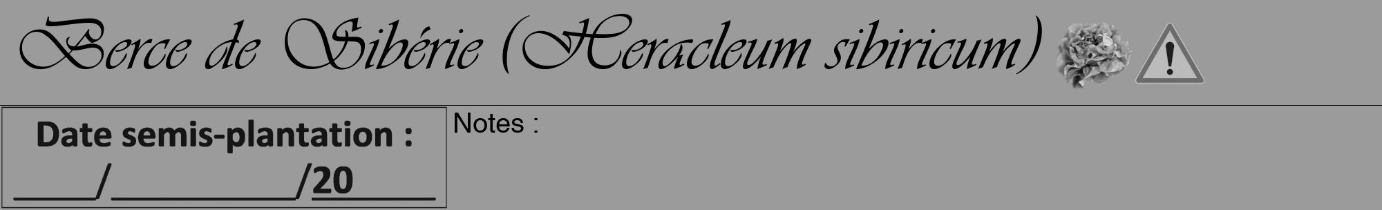 Étiquette de : Heracleum sibiricum - format a - style noire52viv avec comestibilité simplifiée