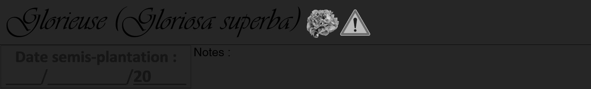 Étiquette de : Gloriosa superba - format a - style noire29viv avec comestibilité simplifiée