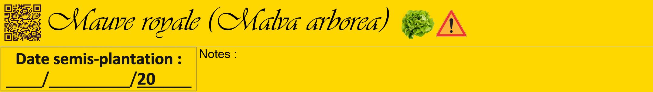 Étiquette de : Malva arborea - format a - style noire21viv avec qrcode et comestibilité simplifiée