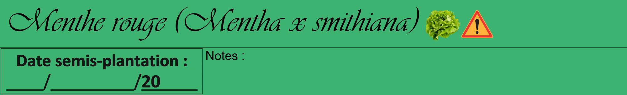 Étiquette de : Mentha x smithiana - format a - style noire12viv avec comestibilité simplifiée