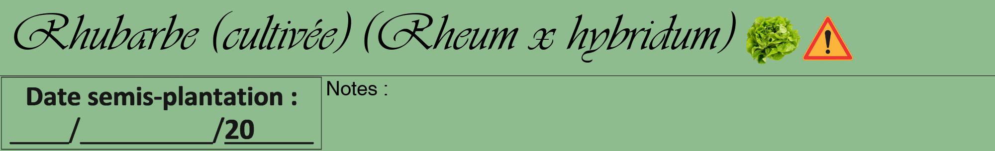 Étiquette de : Rheum x hybridum - format a - style noire13viv avec comestibilité simplifiée