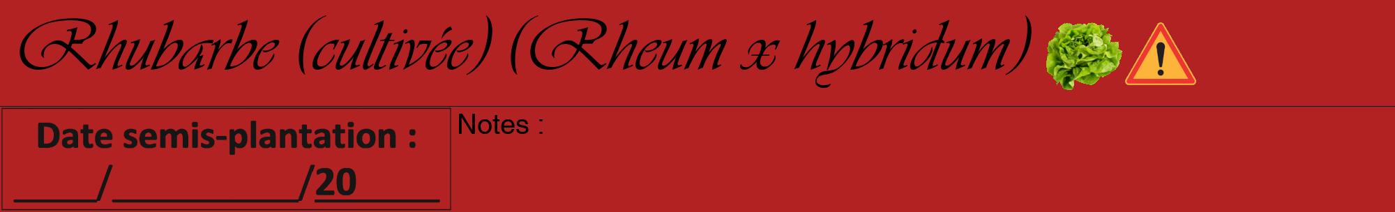Étiquette de : Rheum x hybridum - format a - style noire28viv avec comestibilité simplifiée