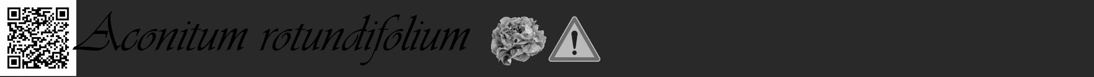 Étiquette de : Aconitum rotundifolium - format a - style noire34viv avec qrcode et comestibilité simplifiée