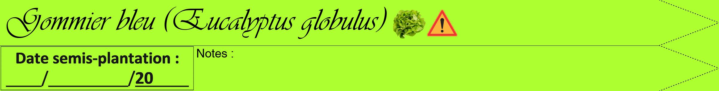 Étiquette de : Eucalyptus globulus - format b - style noire17simpleviv avec comestibilité simplifiée
