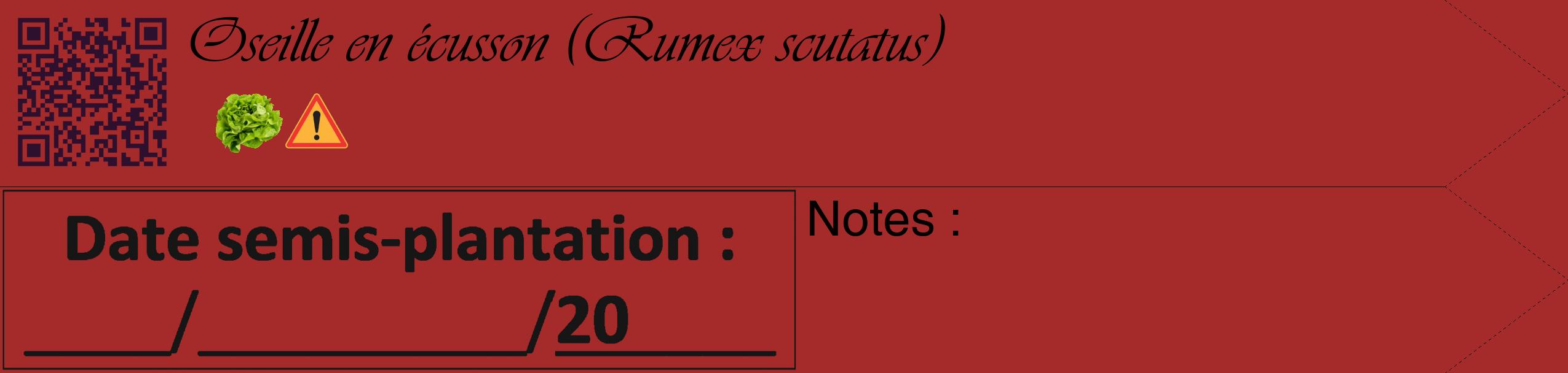 Étiquette de : Rumex scutatus - format c - style noire33_simple_simpleviv avec qrcode et comestibilité simplifiée