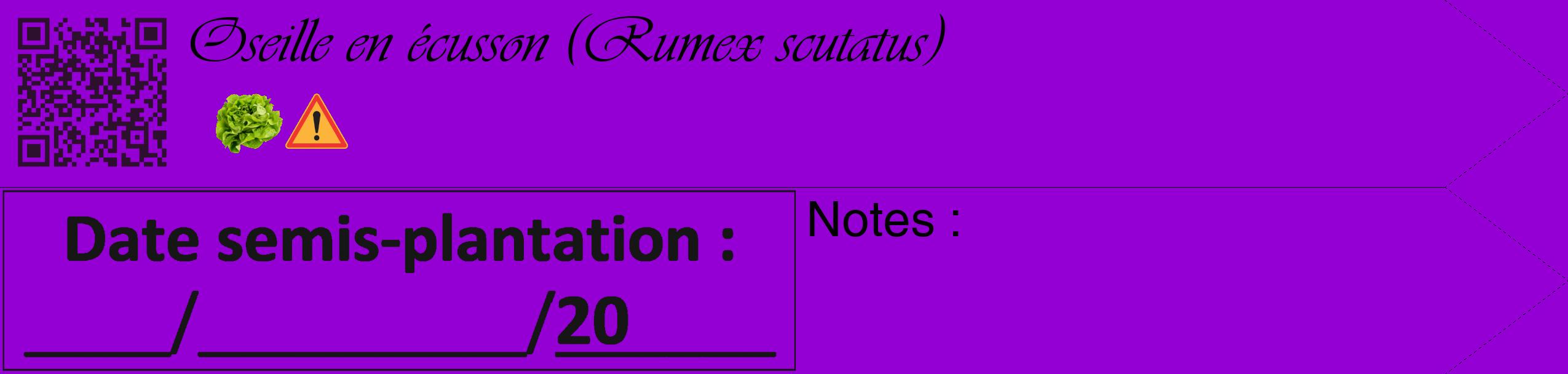 Étiquette de : Rumex scutatus - format c - style noire48_simple_simpleviv avec qrcode et comestibilité simplifiée
