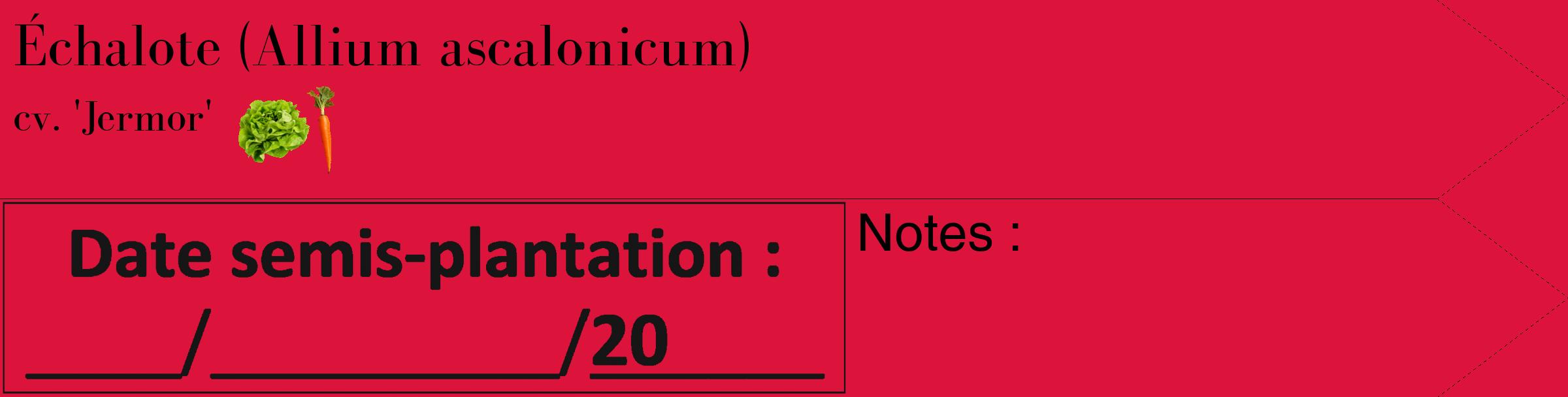 Étiquette de : Allium ascalonicum cv. 'Jermor' - format c - style noire36_simple_simplebod avec comestibilité simplifiée