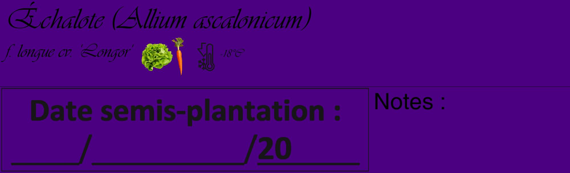 Étiquette de : Allium ascalonicum f. longue cv. 'Longor' - format c - style noire47basique_basique_basiqueviv avec comestibilité simplifiée