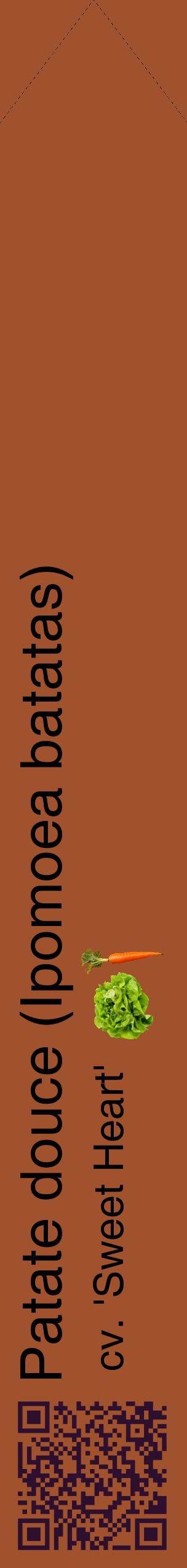 Étiquette de : Ipomoea batatas cv. 'Sweet Heart' - format c - style noire32_simplehel avec qrcode et comestibilité simplifiée
