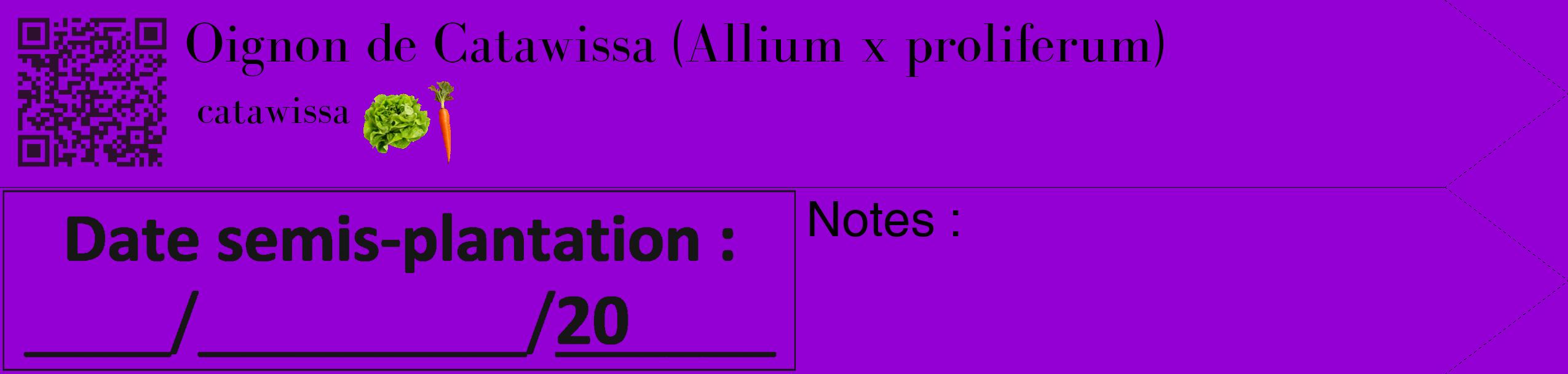 Étiquette de : Allium x proliferum catawissa - format c - style noire48_simple_simplebod avec qrcode et comestibilité simplifiée