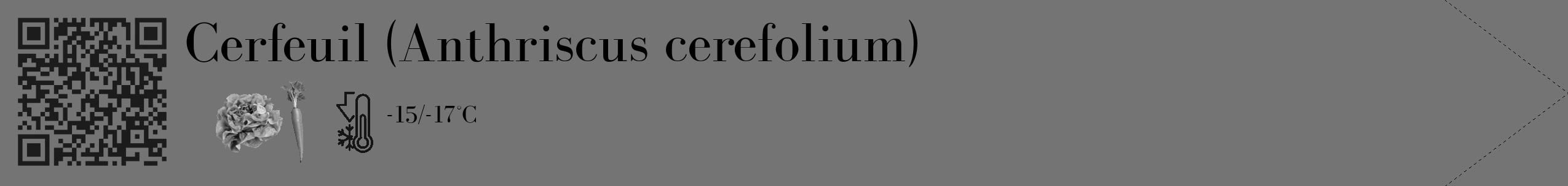 Étiquette de : Anthriscus cerefolium - format c - style noire26_simple_simplebod avec qrcode et comestibilité simplifiée