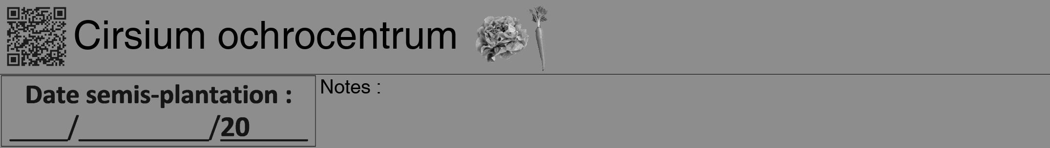 Étiquette de : Cirsium ochrocentrum - format a - style noire2hel avec qrcode et comestibilité simplifiée