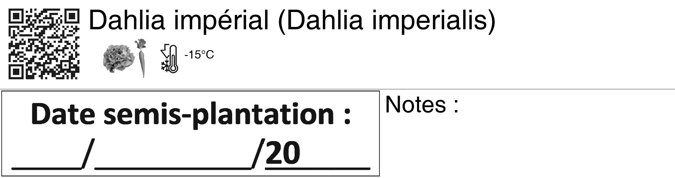 Étiquette de : Dahlia imperialis - format c - style noire60_basiquegrrvhel avec qrcode et comestibilité simplifiée
