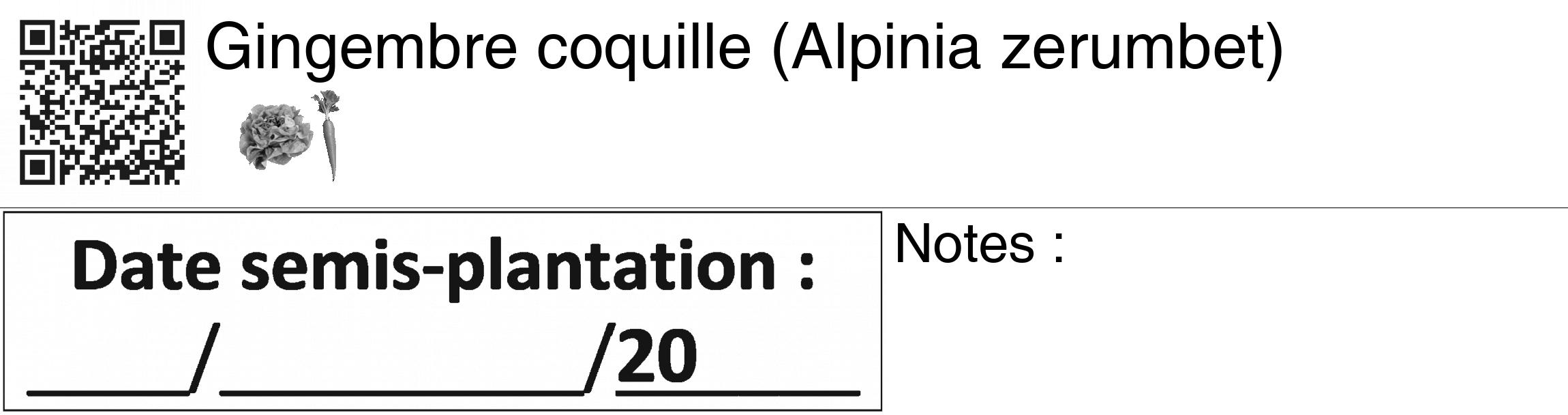Étiquette de : Alpinia zerumbet - format c - style noire60_basiquegrrvhel avec qrcode et comestibilité simplifiée