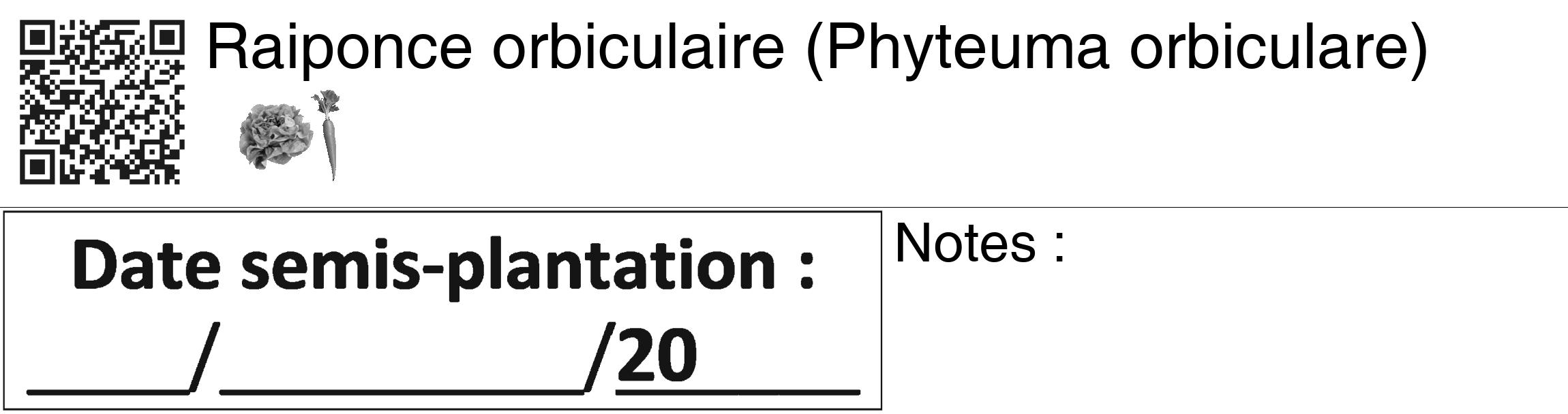 Étiquette de : Phyteuma orbiculare - format c - style noire60_basiquegrrvhel avec qrcode et comestibilité simplifiée
