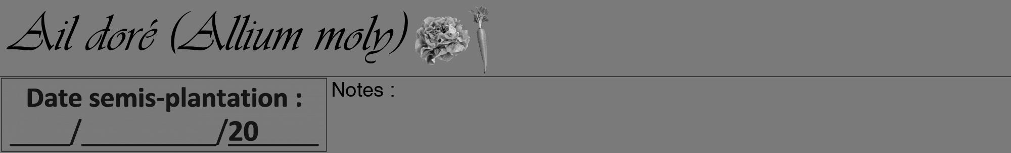 Étiquette de : Allium moly - format a - style noire3viv avec comestibilité simplifiée