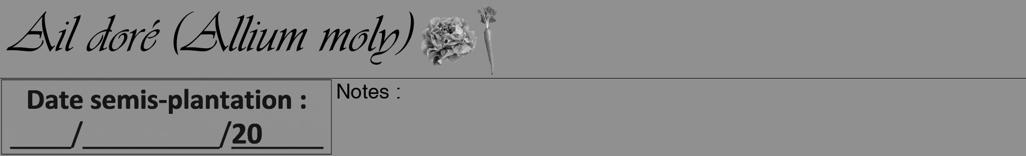 Étiquette de : Allium moly - format a - style noire4viv avec comestibilité simplifiée