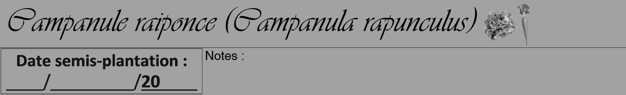 Étiquette de : Campanula rapunculus - format a - style noire38viv avec comestibilité simplifiée