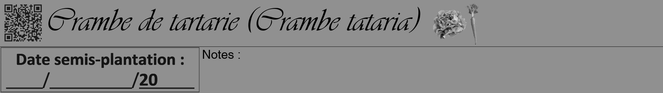 Étiquette de : Crambe tataria - format a - style noire4simpleviv avec qrcode et comestibilité simplifiée