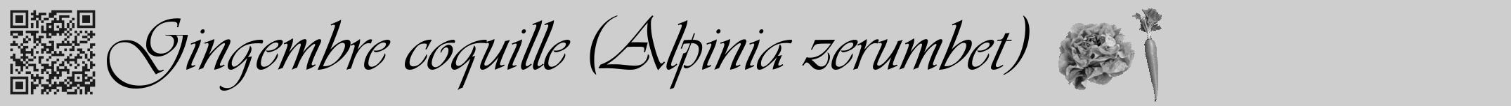 Étiquette de : Alpinia zerumbet - format a - style noire17simpleviv avec qrcode et comestibilité simplifiée