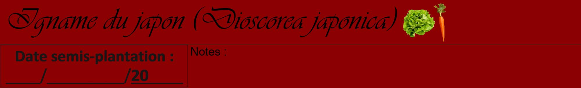Étiquette de : Dioscorea japonica - format a - style noire34viv avec comestibilité simplifiée